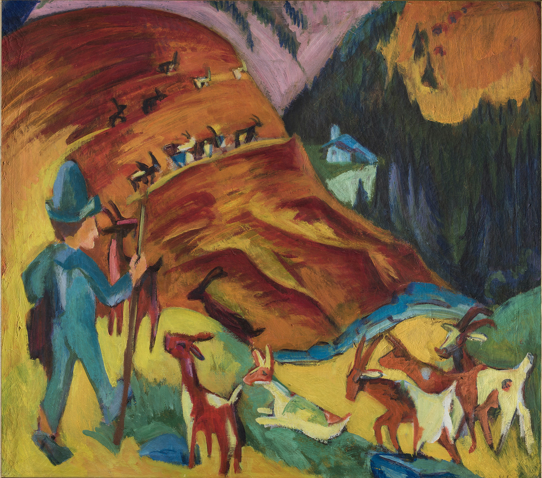 Ernst Ludwig Kirchner, Heimkehrende Ziegenherde, 1920, Öl auf Leinwand, Fondazione Gabriele e Anna Braglia, Lugano. Foto: Roberto Pellegrini